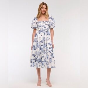 The A&F Emerson Poplin Puff Sleeve Midi Dress